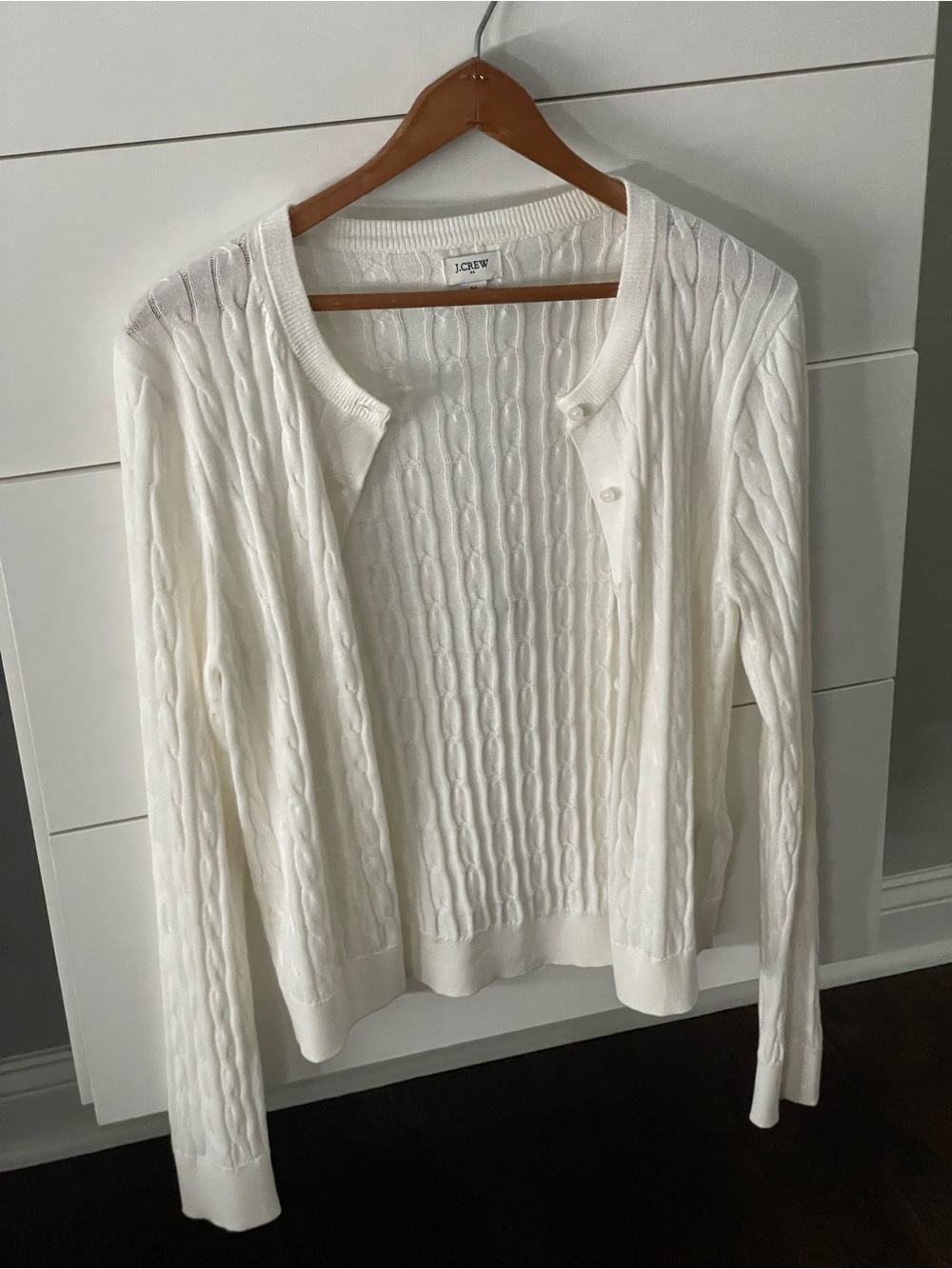 J. Crew Ivory  Cable-Knit Button Cardigan